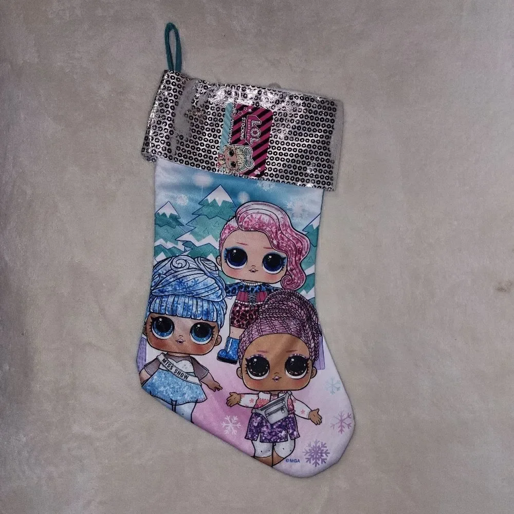 Assortment Kids Christmas Stocking Faux Sequins 16” Long NWT